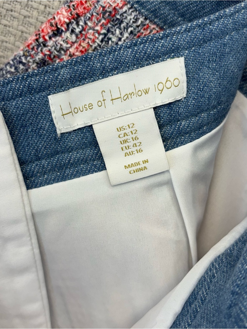House Of Harlow 1960 Tweed A-Line Mini Skirt Women Sz 12 Button Front Chic - Picture 9 of 10
